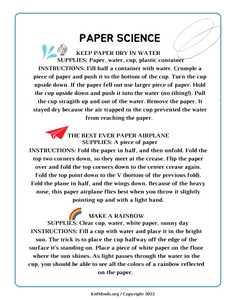 If you haven't tried doing science with paper yet, you've been missing out. Paper is sort of like magic. You take an ordinary piece of paper, and before you know it, something mind-blowing happens. Even if you don't think paper can be exciting, give it a try, and you will be pleasantly surprised. It's a safe, cheap, and beautiful material for kids to start learning construction and creation.